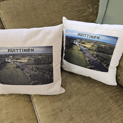 Tyynyliina omalla kuvalla, sis sisustyynyn